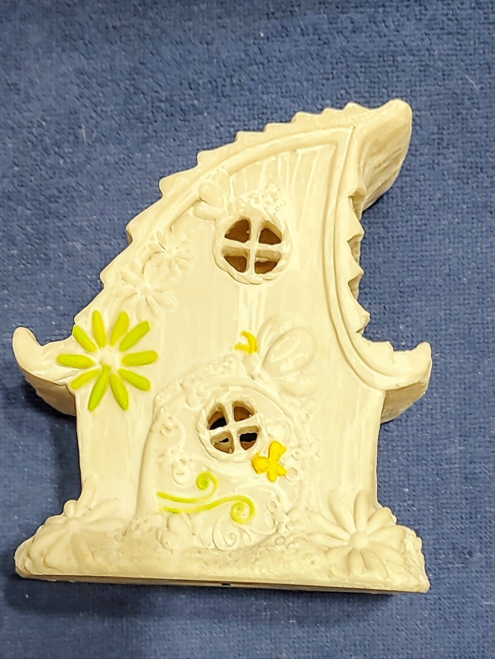 Paintable Ceramic Fairy House Figurine with Lime Accents